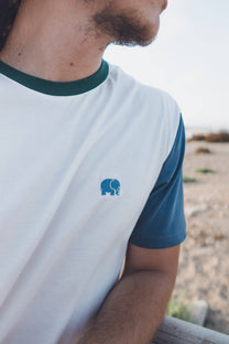 T-shirt in cotone biologico color block naturale