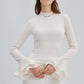 Blusa in maglia ecrù con maniche a balze in chiffon