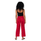 Pantaloni estivi culotte in cotone e lino bordeaux