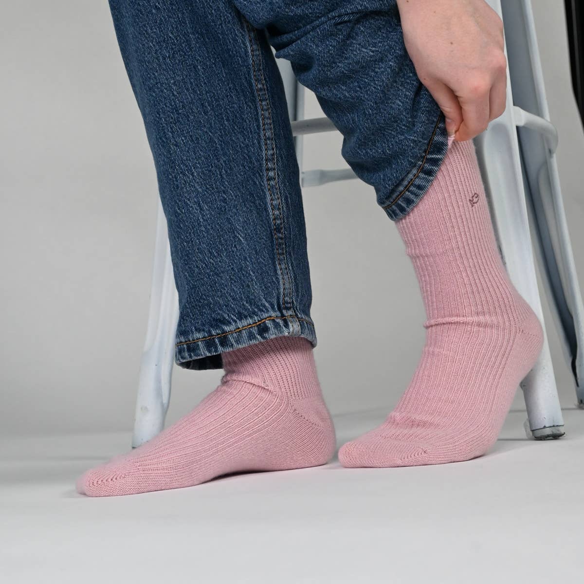 Calze in lana e angora rosa