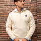 Felpa mezza zip essenziale in cotone biologico beige