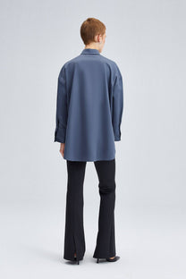 Camicia oversize in popeline misto cotone con bottoni
