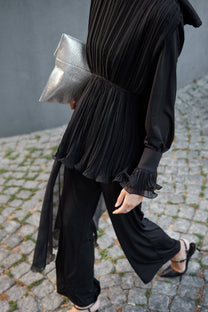 Tunica asimmetrica in chiffon plissé