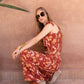 Pantaloni a vita alta terracotta con stampa frecce