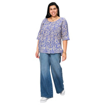Camicetta estiva boho in voile di cotone con maniche 3/4
