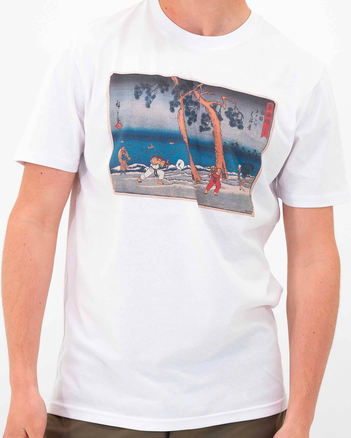 T-shirt bianca con stampa manga Floating Hadoken