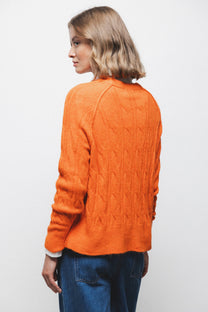 Maglione in maglia strutturata arancione con maniche raglan