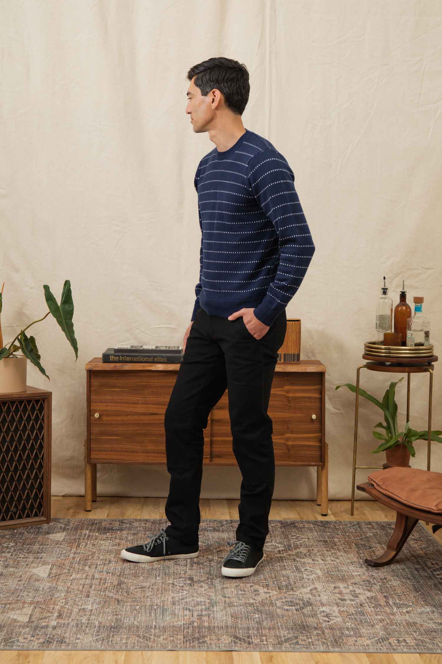 Maglione Orson a righe puntinate blu navy