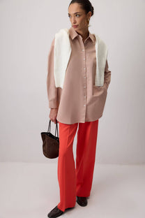 Camicia oversize morbida beige