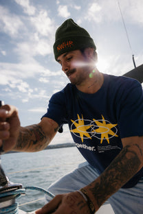 T-shirt Star blu navy in cotone biologico