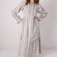Abito camicia maxi in cotone a righe con polsini arricciati