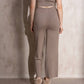 Pantaloni a vita alta in maglia con glitter