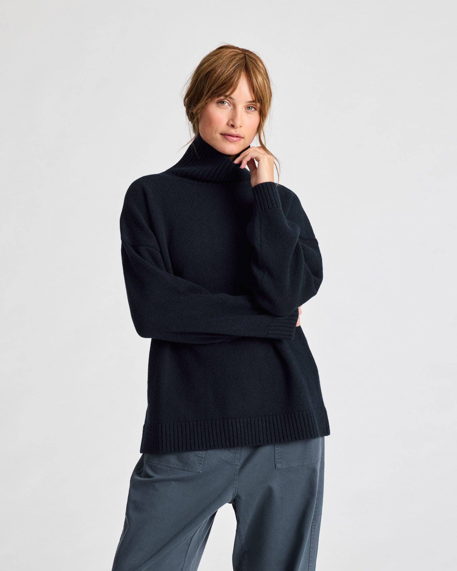 Maglione Mandie in lana d’agnello GOTS blu notte