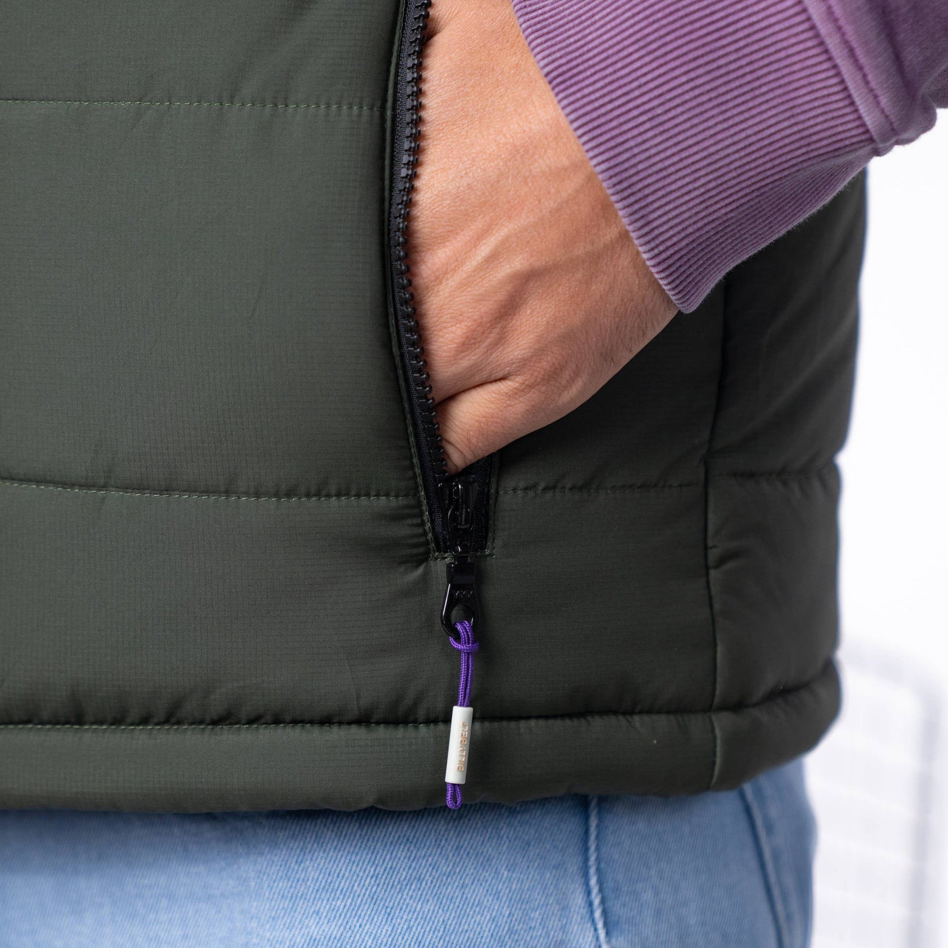 Gilet sherpa bicolore nero e verde senza maniche