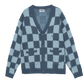 Cardigan blu a quadri in cotone biologico