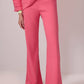 Completo tunica in crêpe rosa con zip e pantaloni svasati