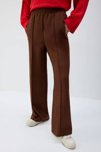 Pantaloni palazzo a pieghe con vita elasticizzata