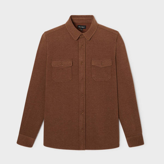 Overshirt in maglia antipiega marrone