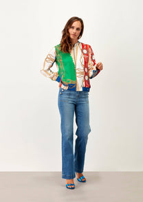Bomber multicolor con stampa catene