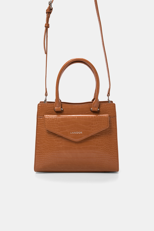 Borsa a mano effetto coccodrillo con tracolla