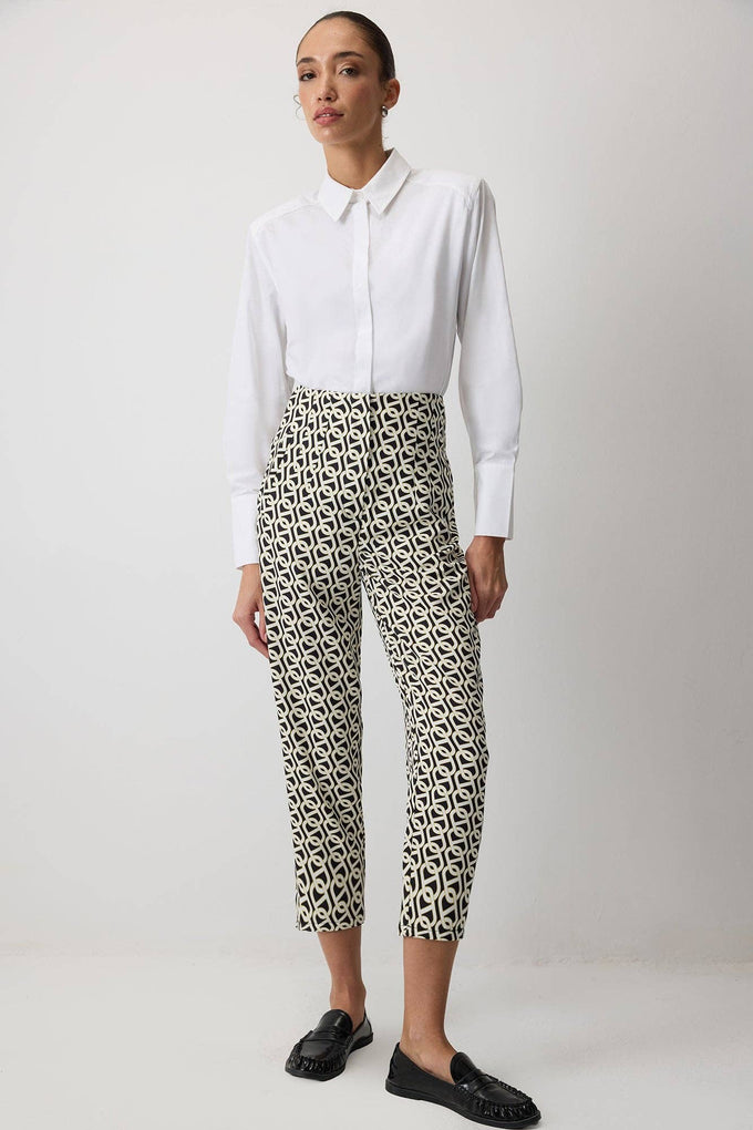 Pantaloni cropped a fantasia geometrica