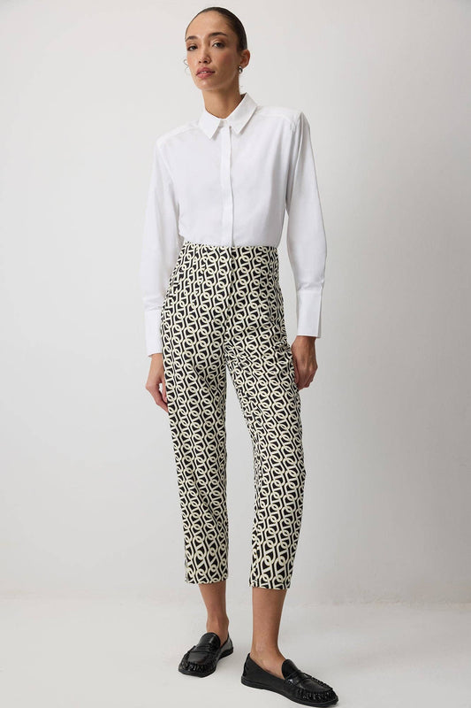 Pantaloni cropped a fantasia geometrica