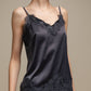 Top in raso con pizzo e spalline sottili