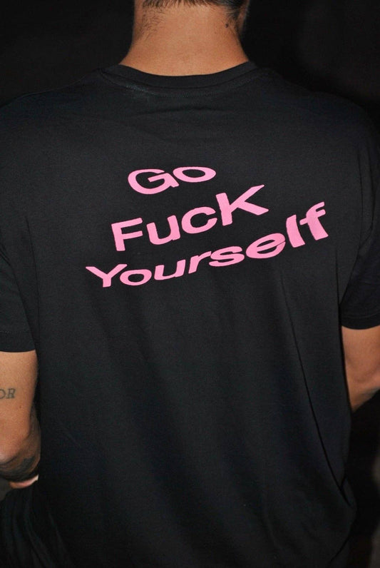 T-shirt oversize nera unisex con stampa