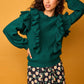 Maglione verde nido d’ape con volant