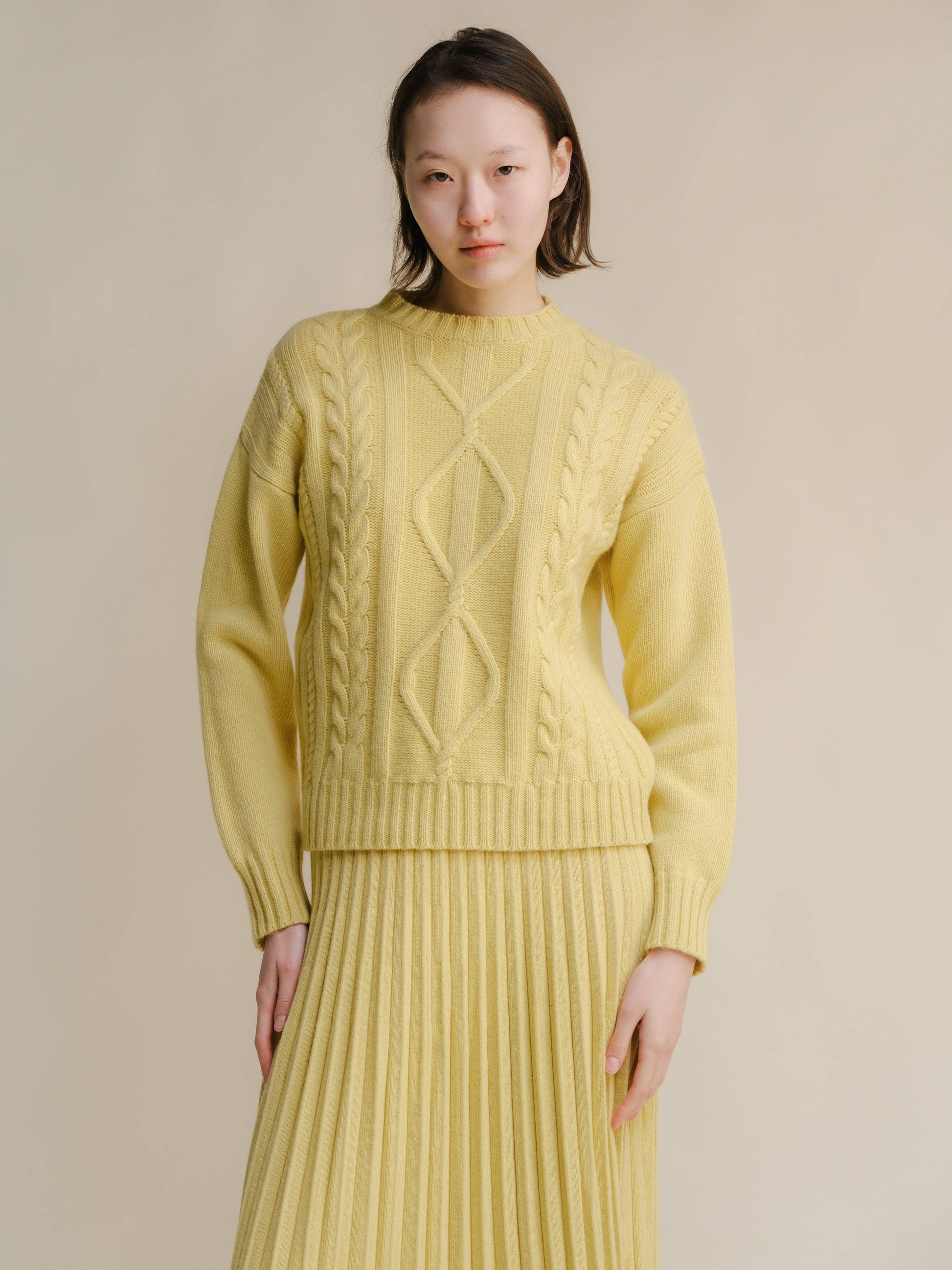 Maglione a trecce in misto cashmere