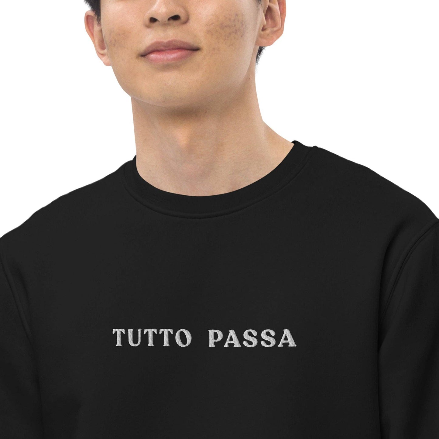 Felpa unisex in cotone biologico con ricamo “Tutto Passa”