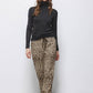 Pantaloni animalier con vita elasticizzata e coulisse