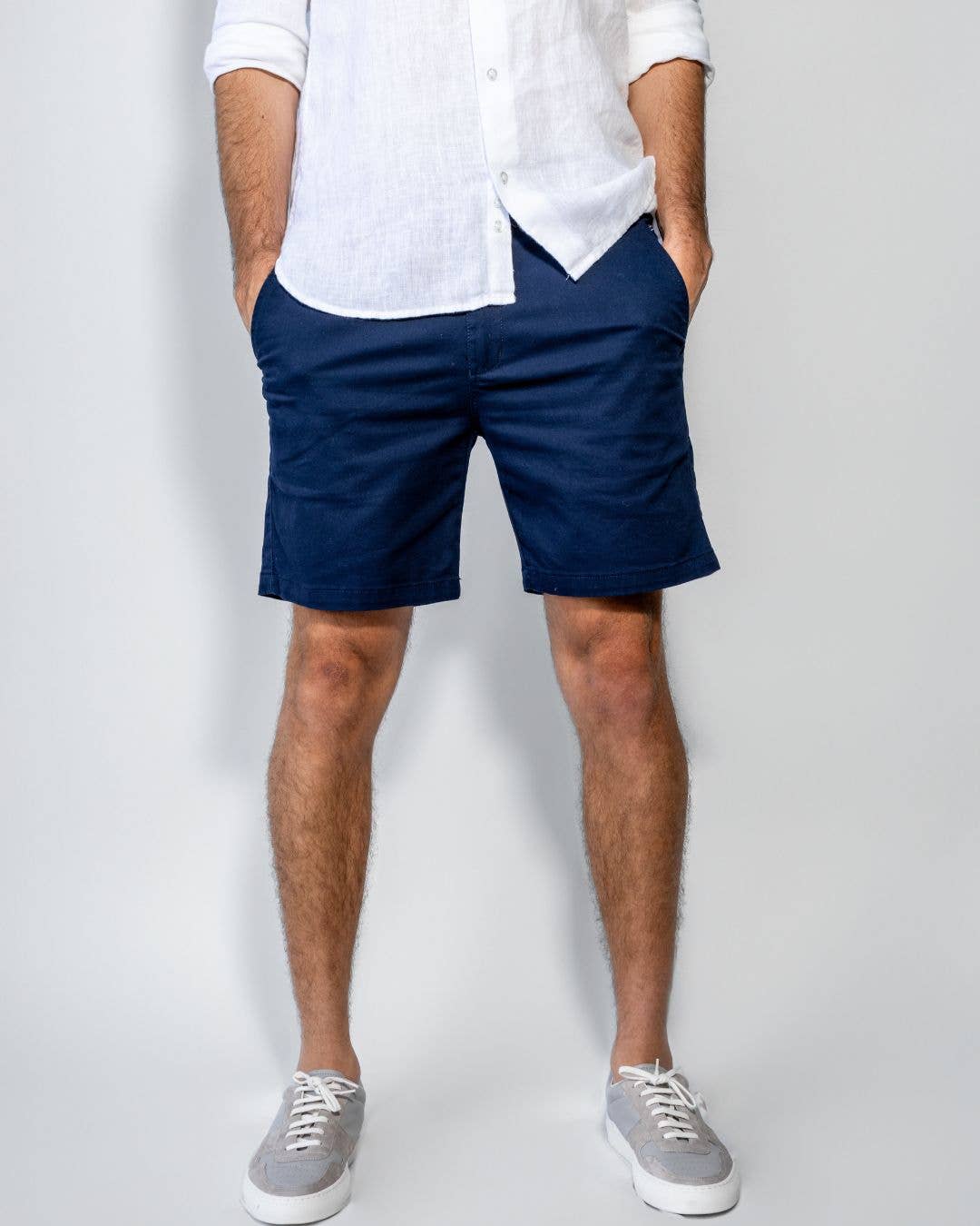 Pantaloncini chino elasticizzati blu navy