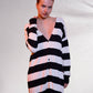 Cardigan oversize a righe in maglia fine