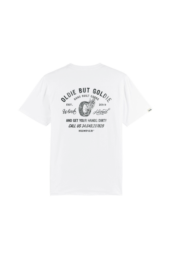 T-shirt Oldie bianca in cotone biologico