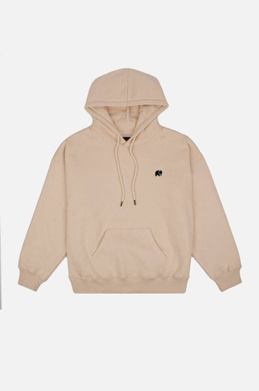 Felpa con cappuccio oversize in cotone biologico avorio da donna