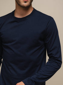 Maglia uomo girocollo a manica lunga in cotone e poliestere
