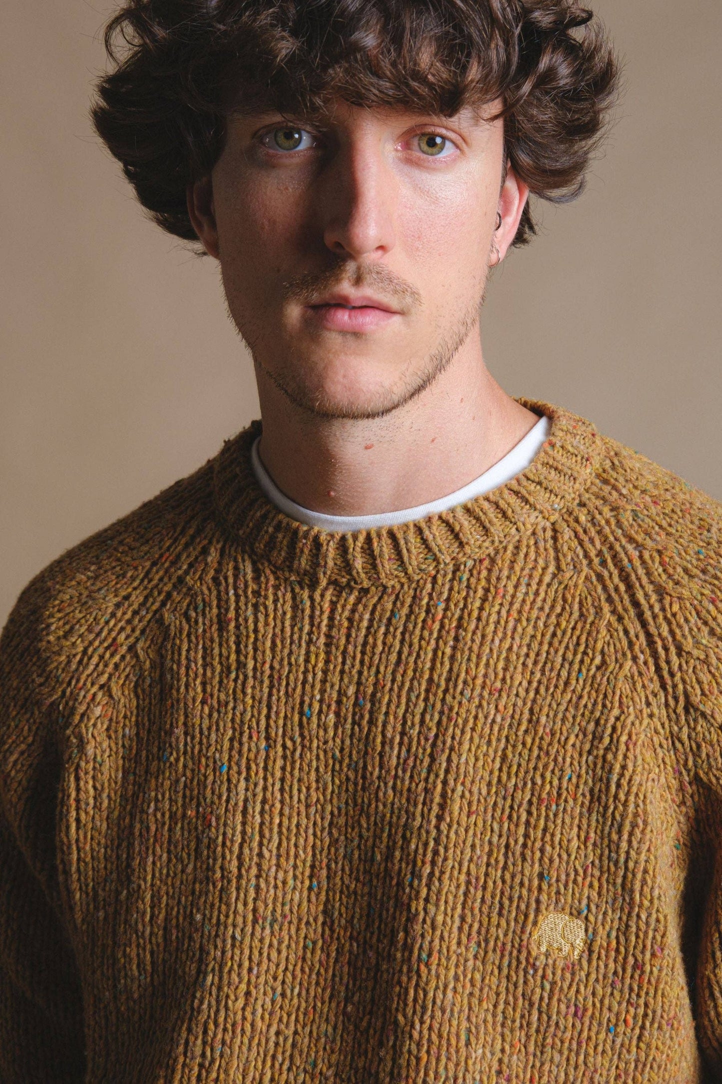 Maglione uomo in maglia color Dijon