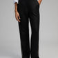 Pantaloni Pierroly effetto pelle neri con bande argento