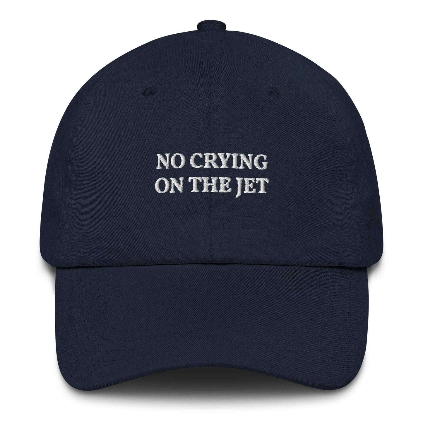 Cappellino da baseball unisex ricamato “No Crying on the Jet”