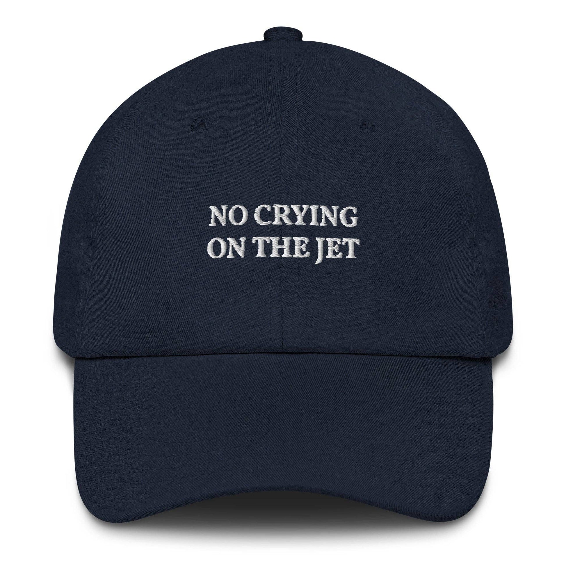 Cappellino da baseball unisex ricamato “No Crying on the Jet”