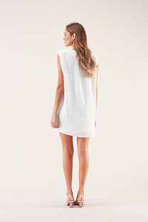 Abito mini bianco con patch farfalla