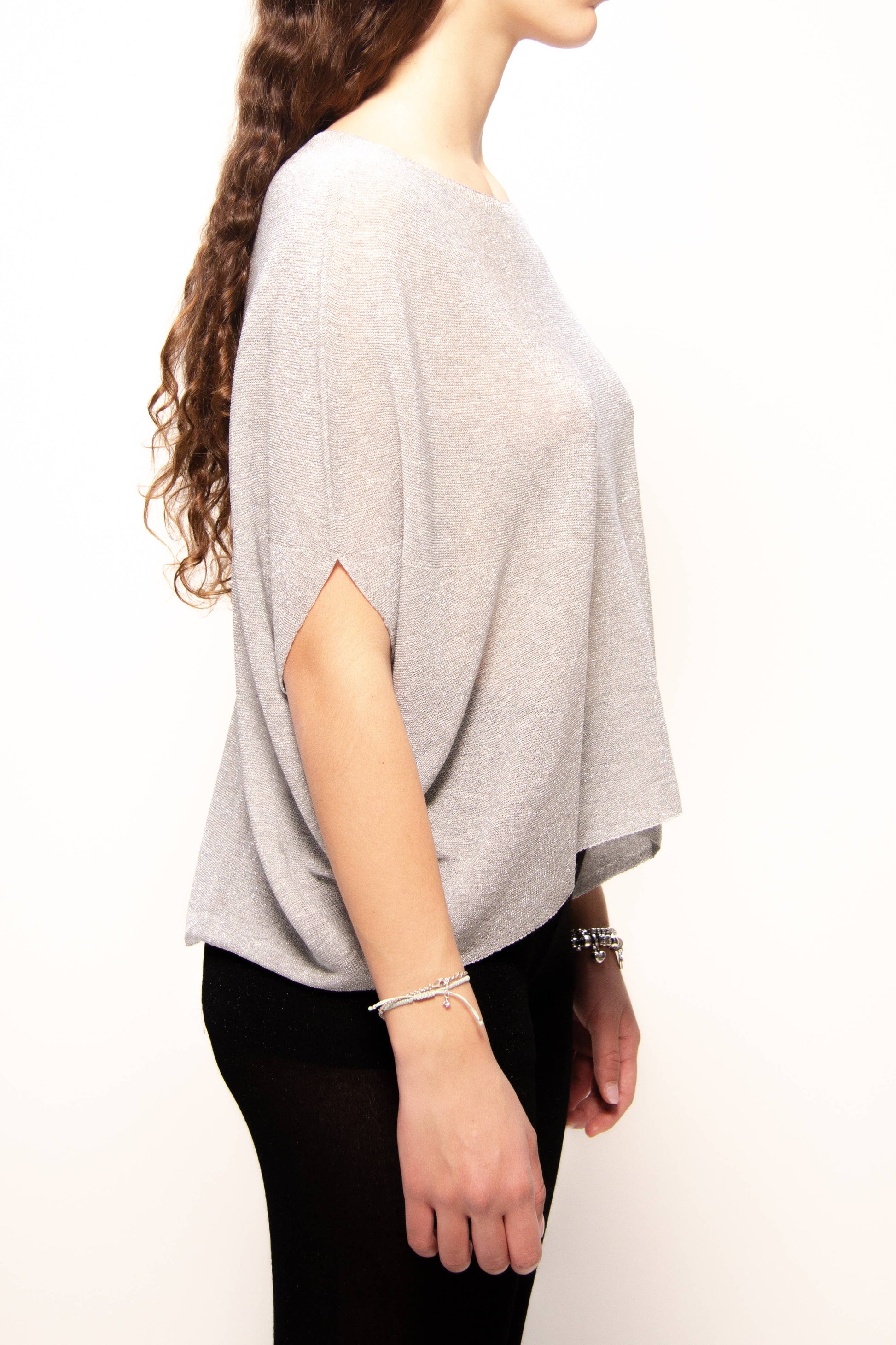 Mini kimono glitterato in maglia 3D