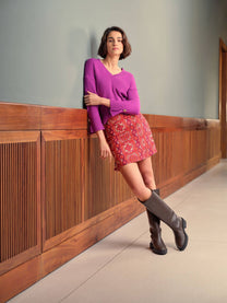 Pullover donna in maglia con scollo a V e polsini con bottoni