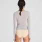 Maglia avvolgente Anne in lana grigio chiaro mélange