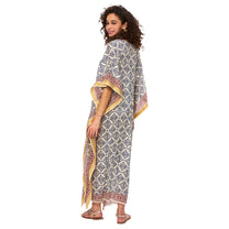 Kaftano lungo estivo boho in cotone con maniche 3/4