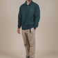 Felpa uomo con zip a quarto tinto a pigmento verde olmo