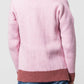 Maglione bicolore a coste con scollo a V