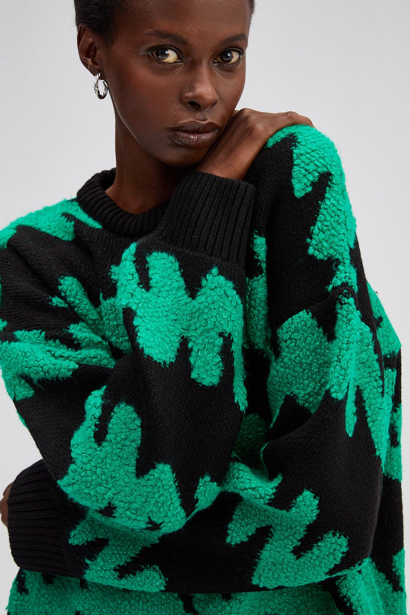 Maglione oversize girocollo fantasia