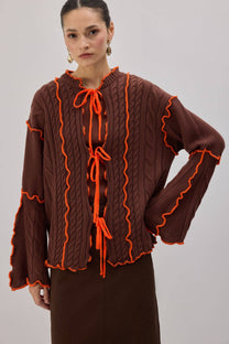 Cardigan in maglia con dettagli a contrasto